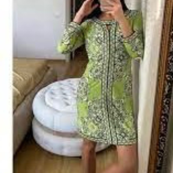 BCBGMaxazria AVILA dress lime green combo Small - Picture 14 of 16